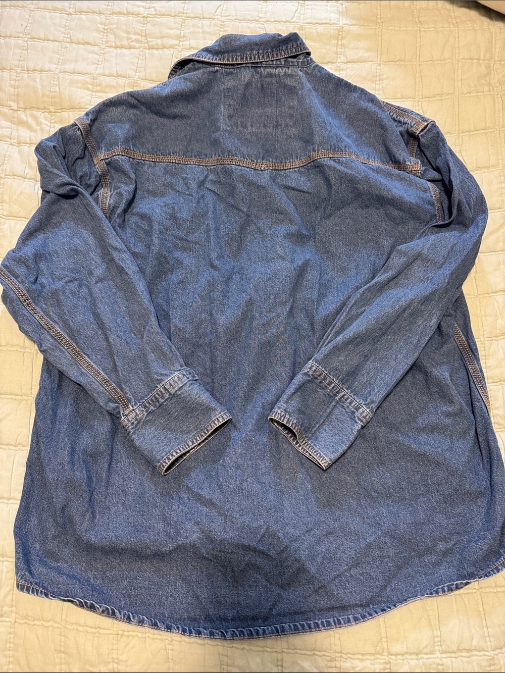 Vintage-Style Blue Denim Button-Down Shirt - Picture 6 of 6